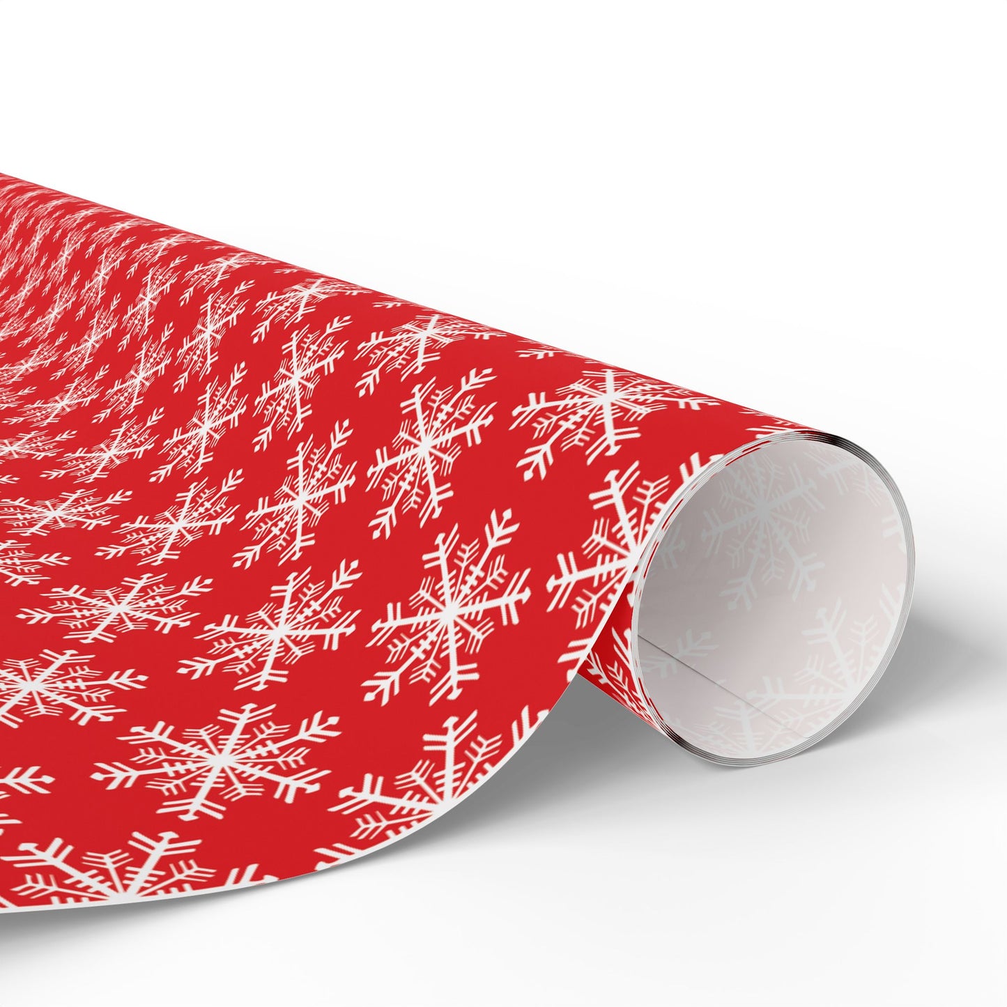 Snowfall on Red Wrapping Paper
