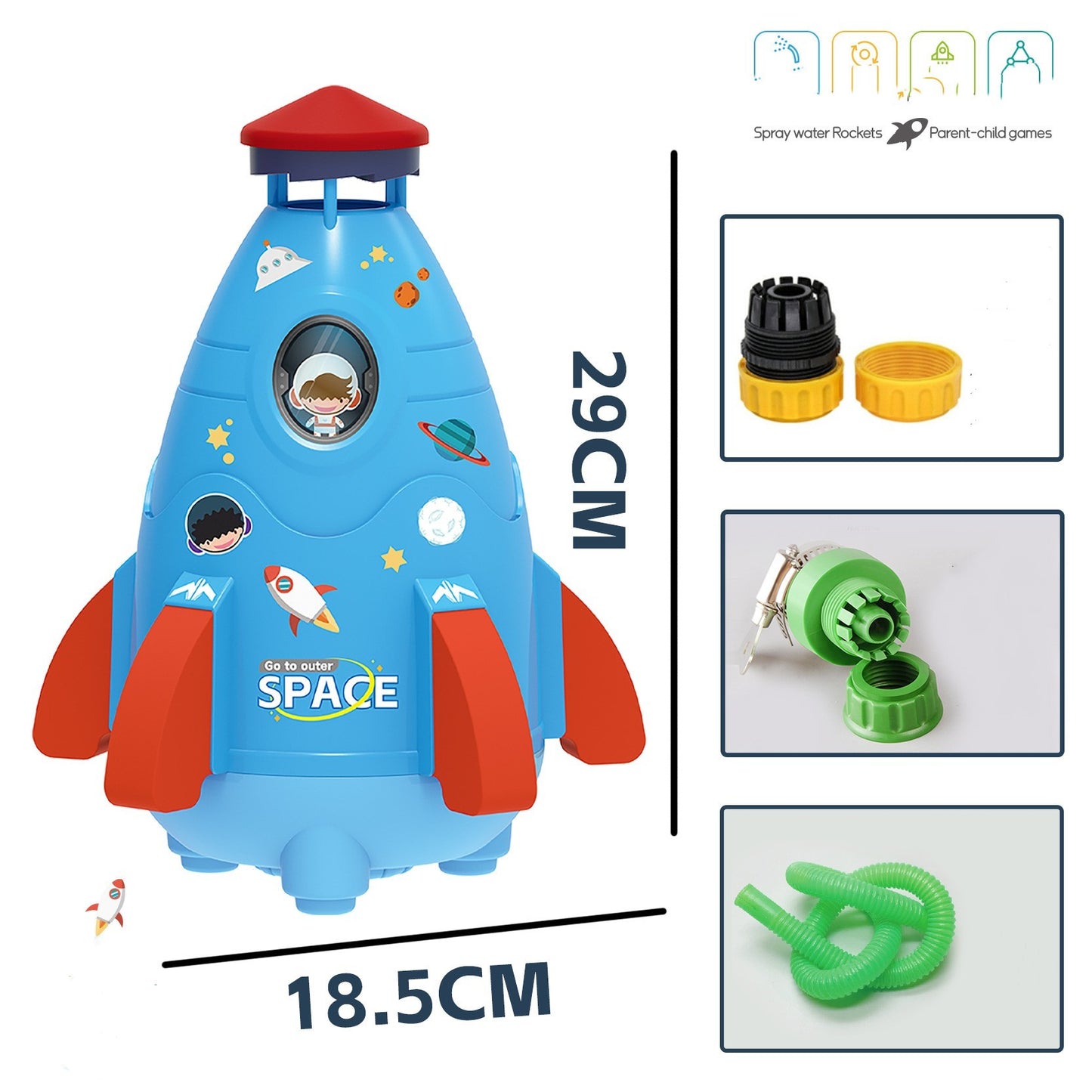 Kids Space Rocket Sprinkler Spinner