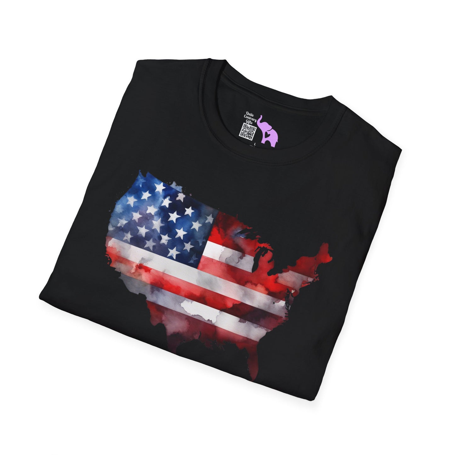 American-Shaped Flag Watercolor Adult T-Shirt