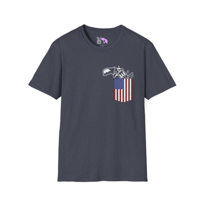 American Flag Pocket Gun Adult T-shirt