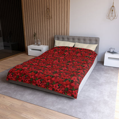 Copy of Winter Poinsettia Garden Microfiber Duvet Cover