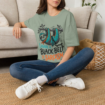 ""I Have A Black Belt in Sarcasm (Sloth) Adult T-shirt