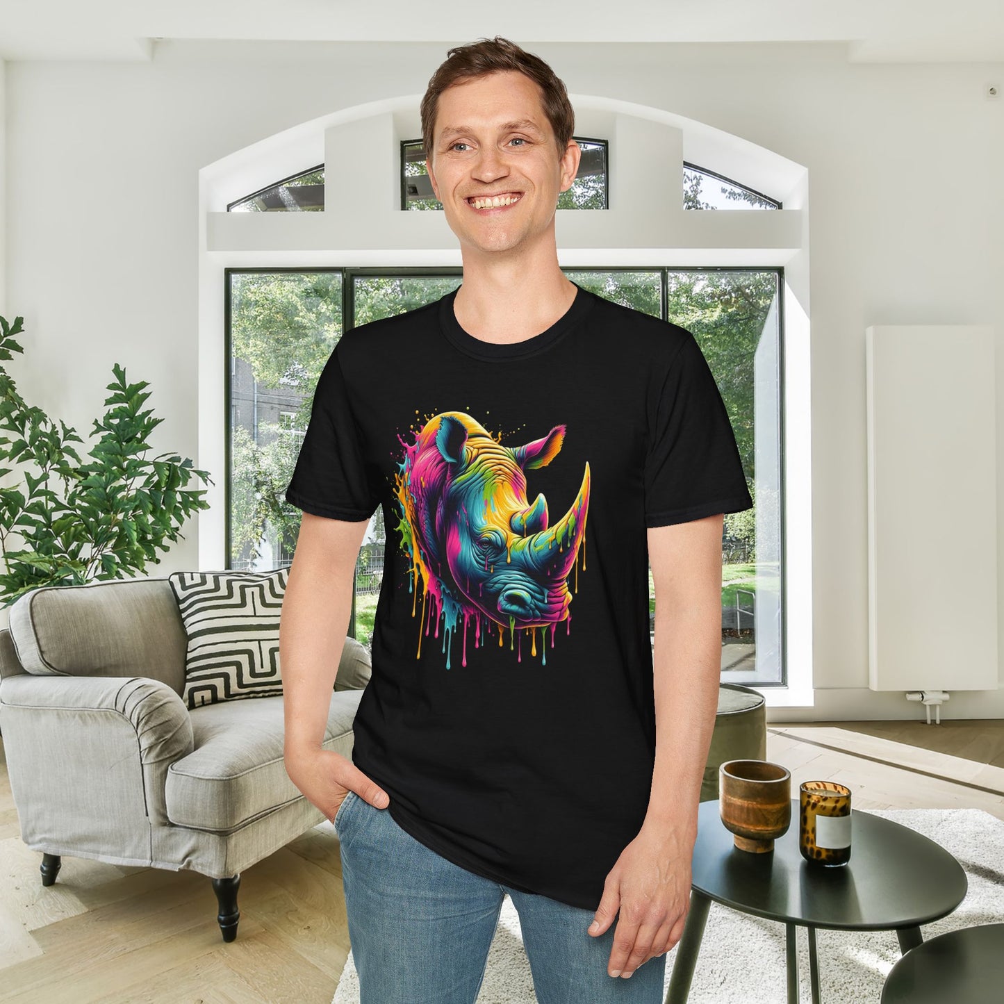 Colorful Rhino Adult T-shirt