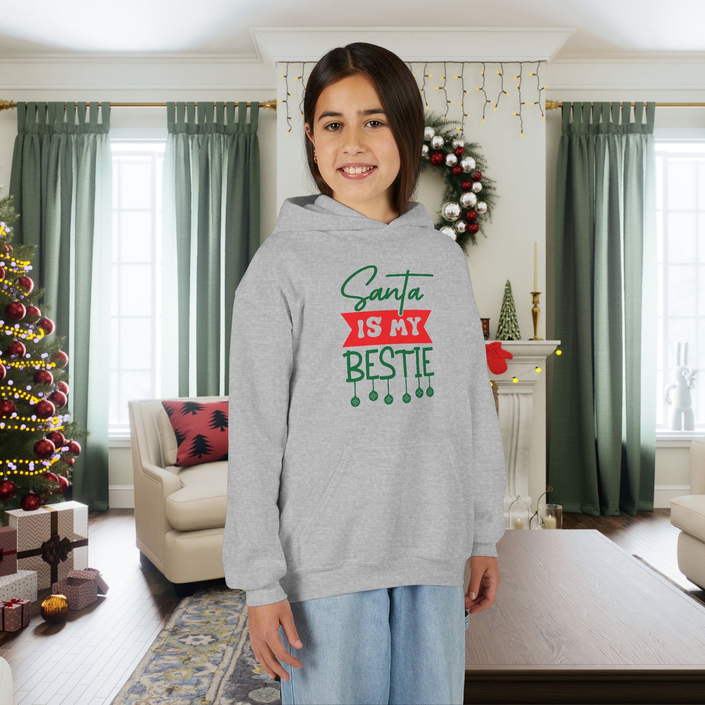 Santa Is My Bestie Youth Hoodie