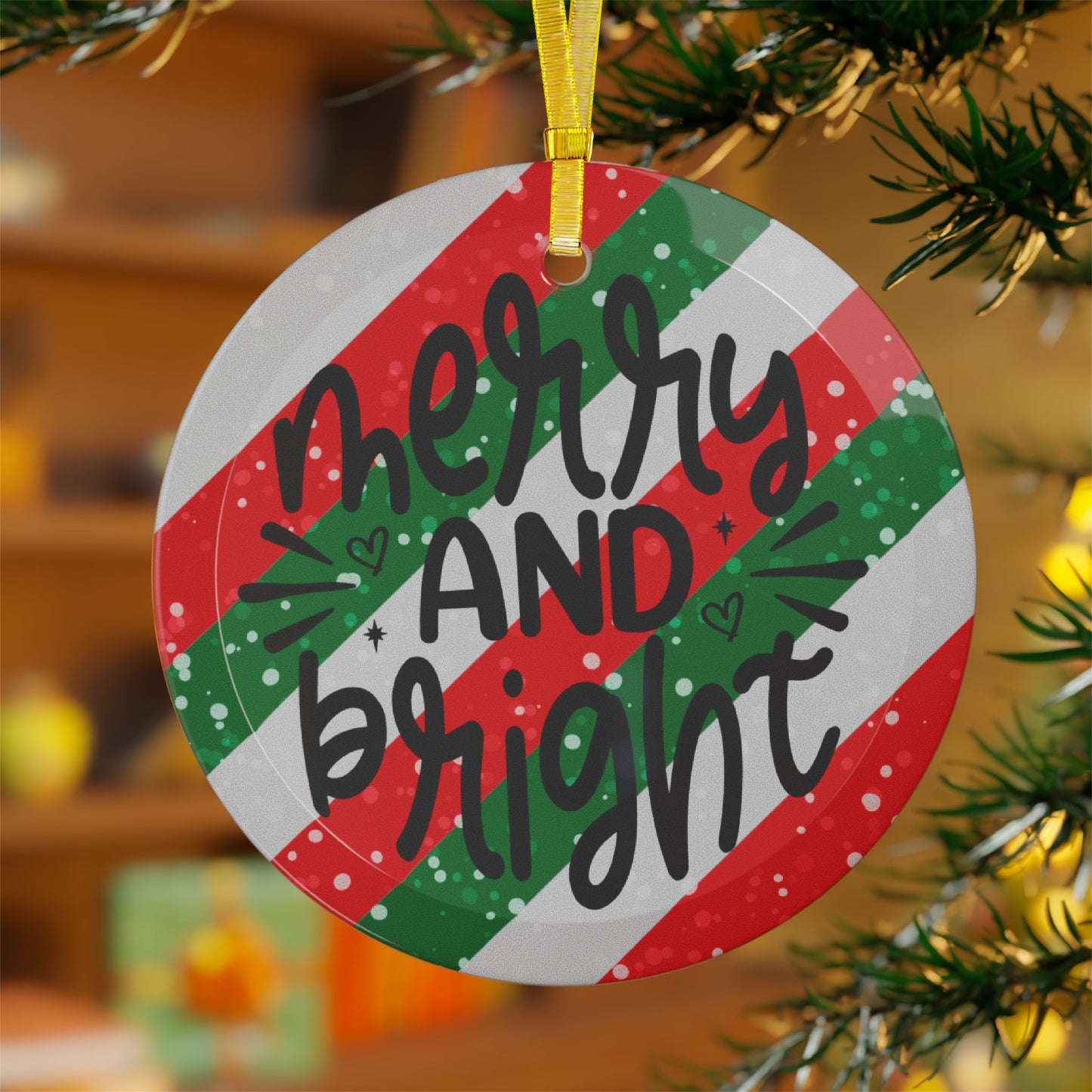 Merry & Bright Glass Ornament