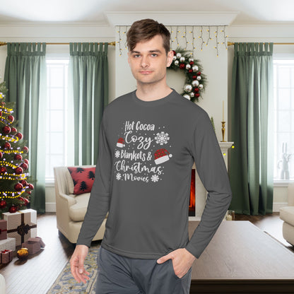 Hot Cocoa, Cozy Blankets & Christmas Movies Adult Long Sleeve Tee
