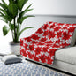 Crimson Poinsettia Sketch Sherpa Fleece Blanket