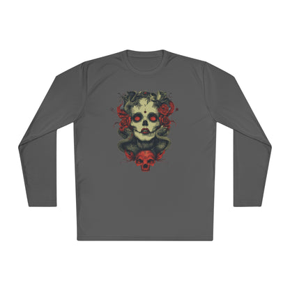 Creepy Skull and Roses Adult Long Sleeve Tee