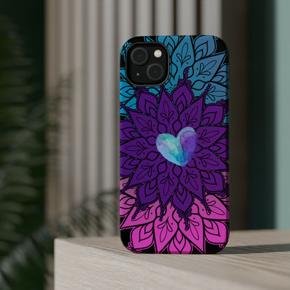 Colorful Mandala w/Heart MagSafe® Compatible Tough Case for iPhone