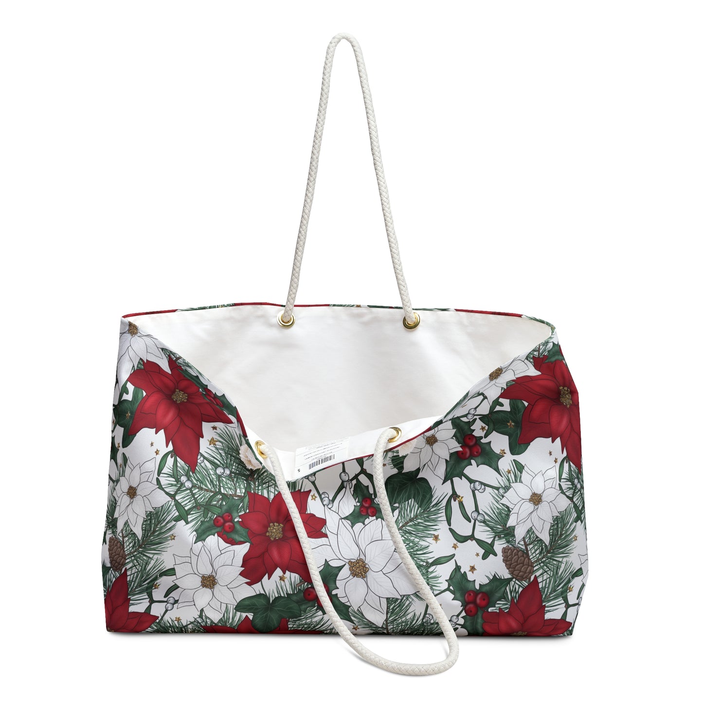 Winter Poinsettia Garden Weekender Bag