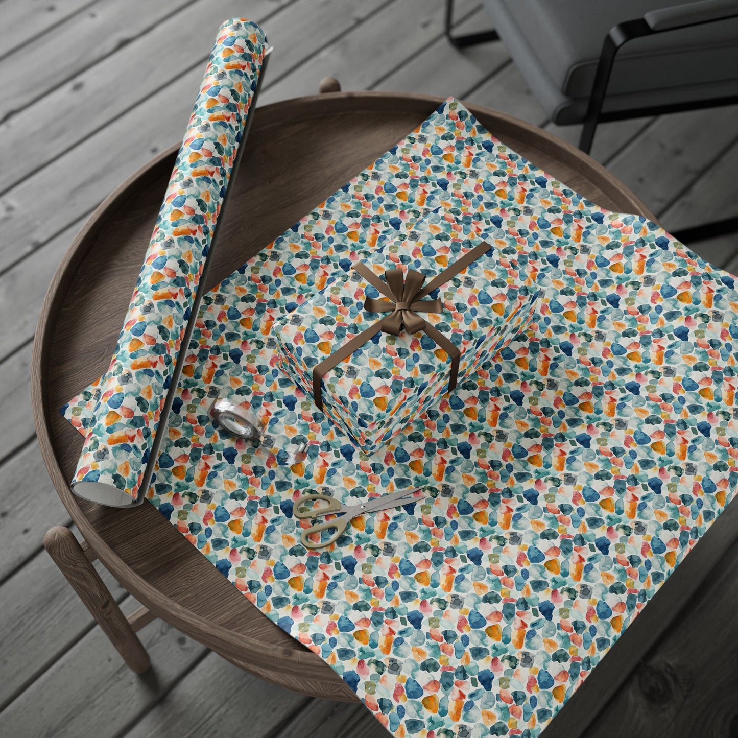 Watercolor Pebble Terrazzo  Wrapping Paper