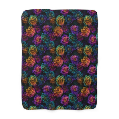 Neon Whisper Blooms Fleece Blanket