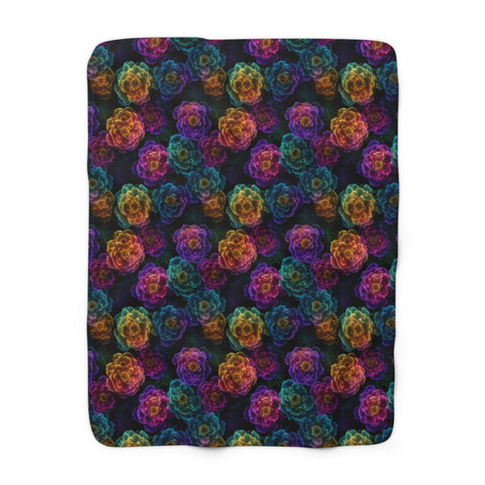 Neon Whisper Blooms Fleece Blanket