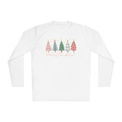 Merry Christmas Trees & Stars Adult Long Sleeve Tee
