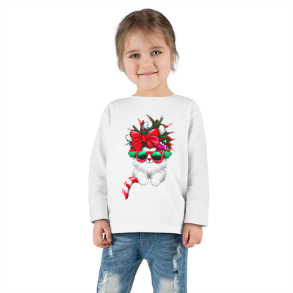 White Candy Cane Kitten Toddler Long Sleeve Tee