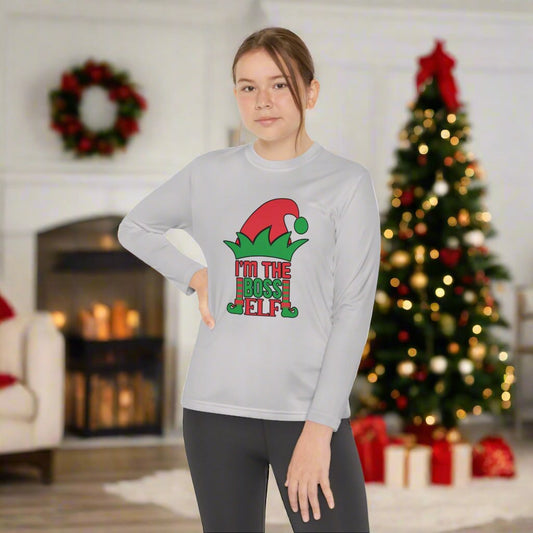 I'm The Boss Elf Youth Long Sleeve Tee