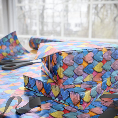 Color Pop Leather Hearts Wrapping Paper