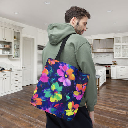 Watercolor Flowers Canvas Tote Bag
