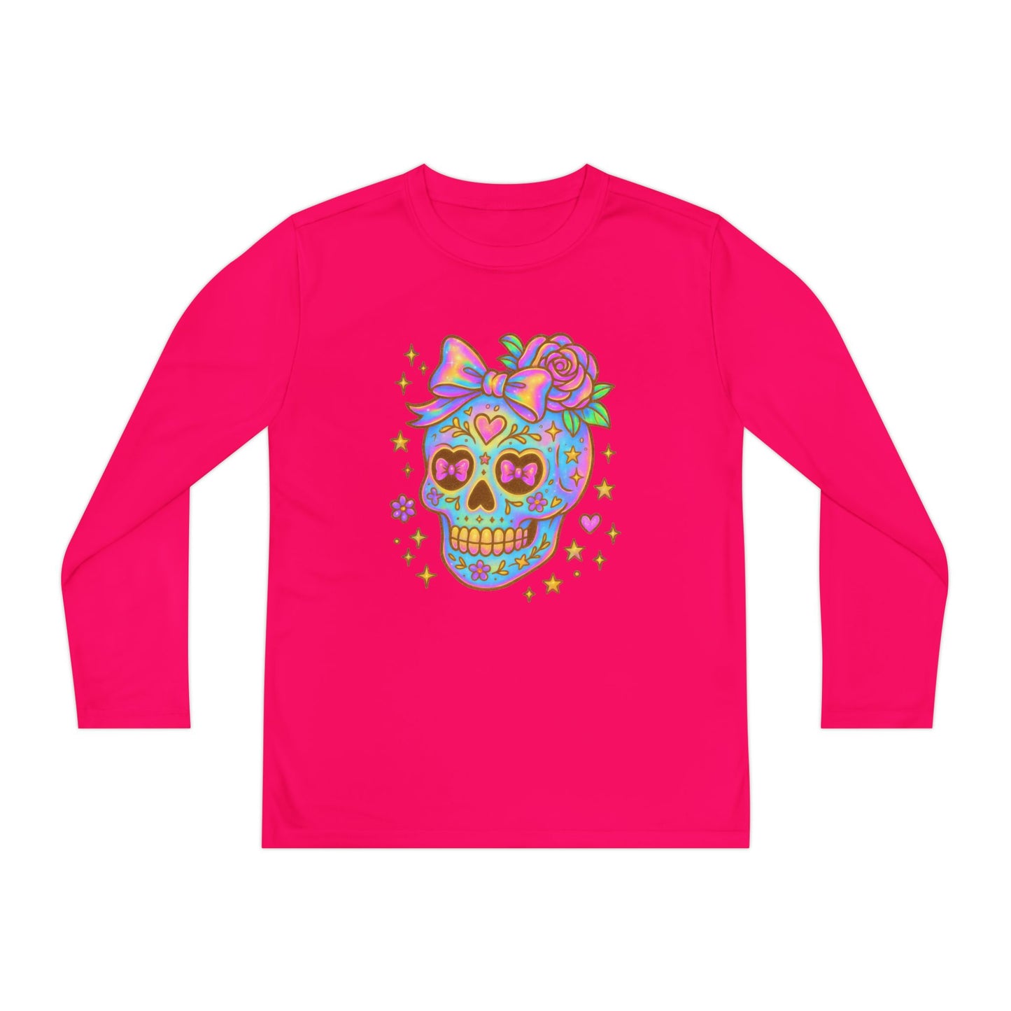 Neon Sugar Skull Youth Long Sleeve Tee