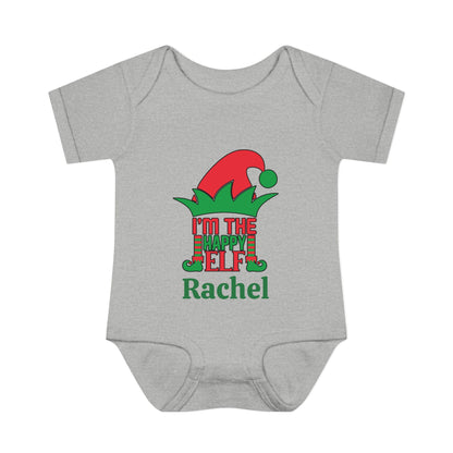 I'm The Happy Elf Personalized Infant Baby Rib Bodysuit