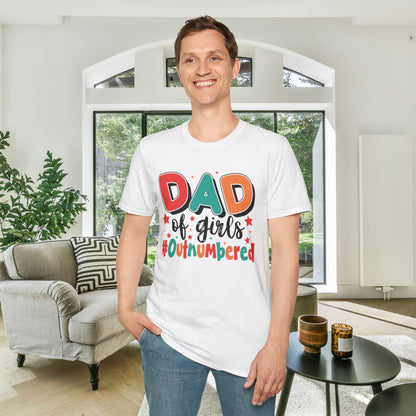 Dad of Girls #Outnumbered Adult T-shirt