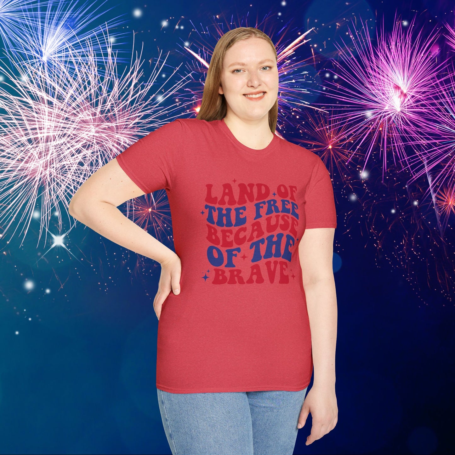 Land of the Free Because of the Brave Adult T-shirt