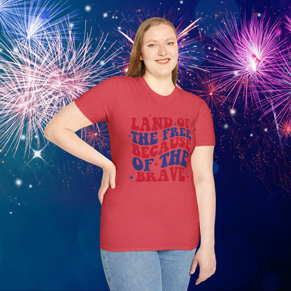 Land of the Free Because of the Brave Adult T-shirt