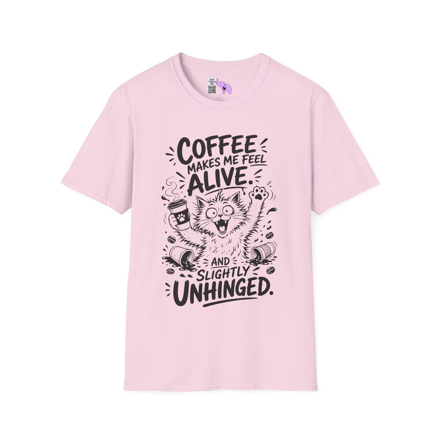 ""Coffee Makes Me Feel Alive and Slightly Unhinged (Cat) Adult T-shirt