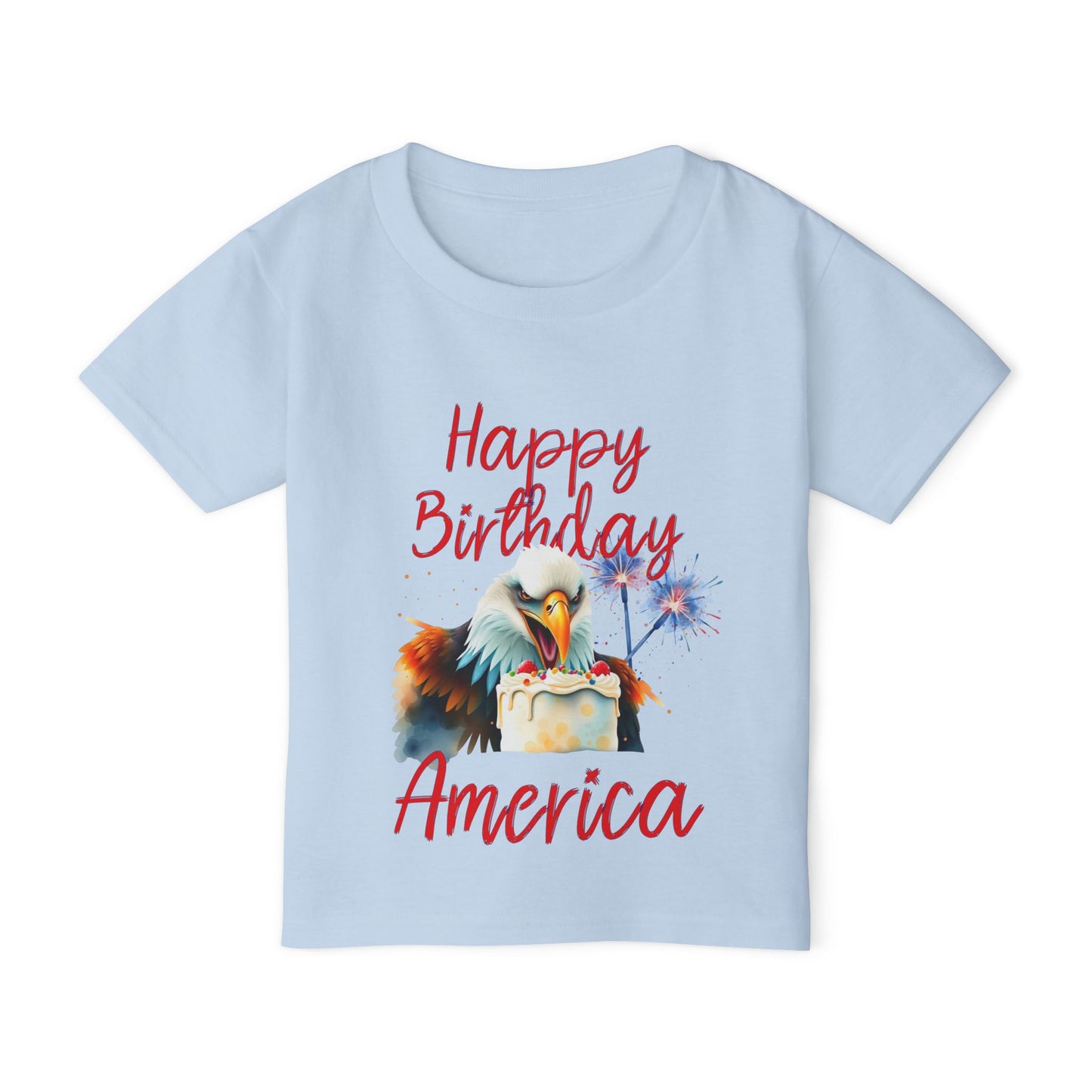 Happy Birthday America (Eagle Eating Cake) Heavy Cotton™ Toddler T-shirt