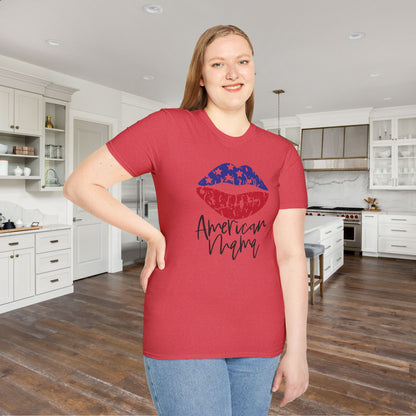 American Mama (Grunge Lips) Adult T-shirt