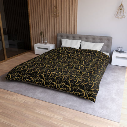 Golden Noir Swirl Microfiber Duvet Cover