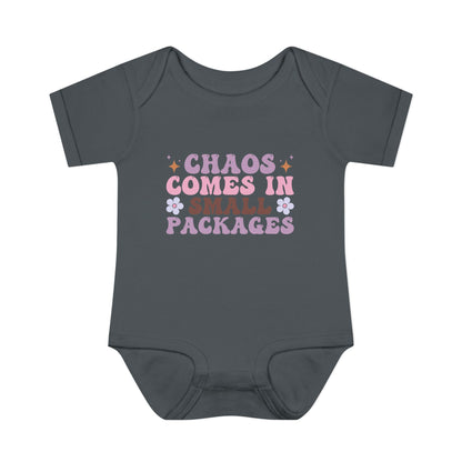 Chaos Comes In Small Packages Baby Rib Bodysuit