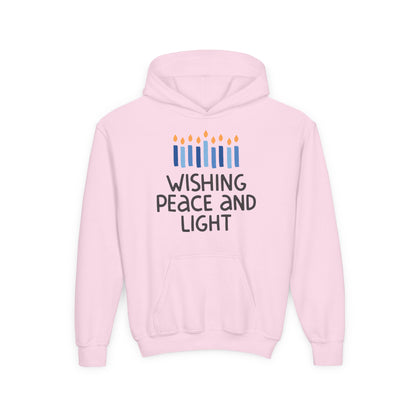 Hanukkah Wishing Peace & Light Youth Hoodie