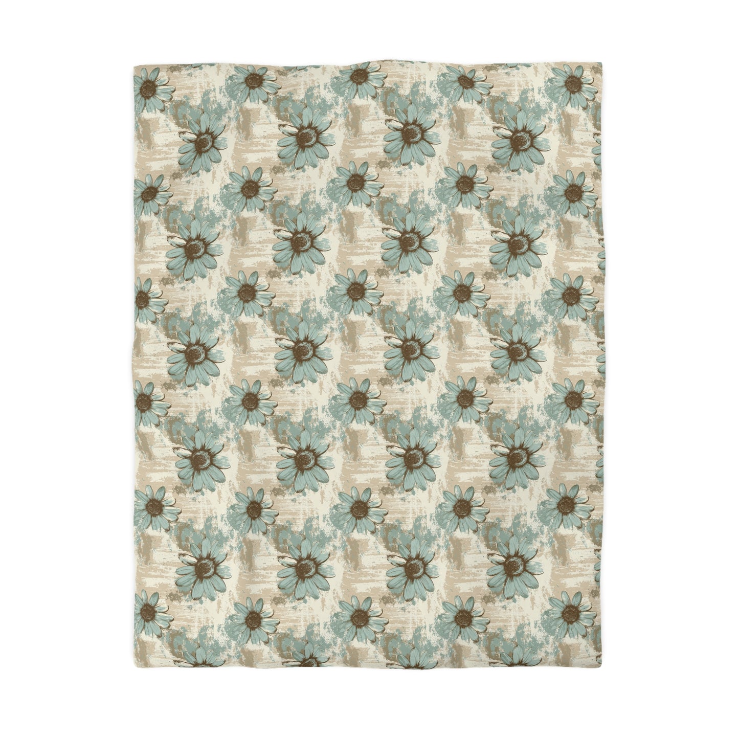 Rustic Teal Daisy Microfiber Duvet Cover