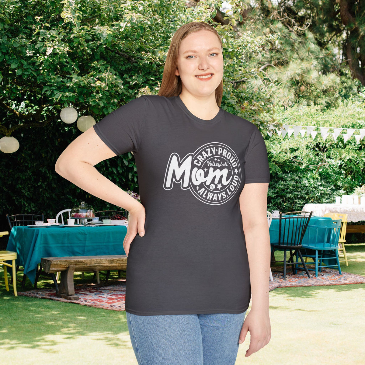Crazy Proud Always Loud Volleyball Mom Adult T-shirt