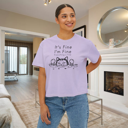 It's Fine I'm Fine Everything's Fine (Cat) Women's Boxy Tee