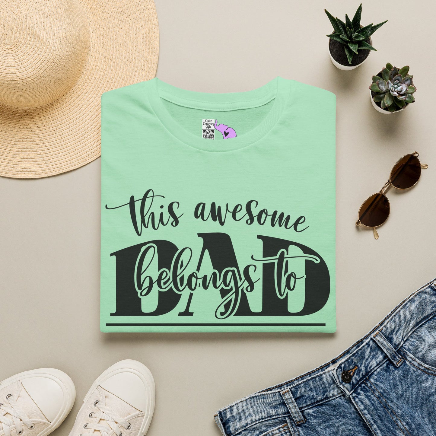 ""This Awesome Dad Belongs To... Adult T-shirt (Personalizable)
