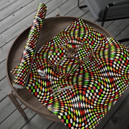 Warped Yellow/Green Checkered Wrapping Paper