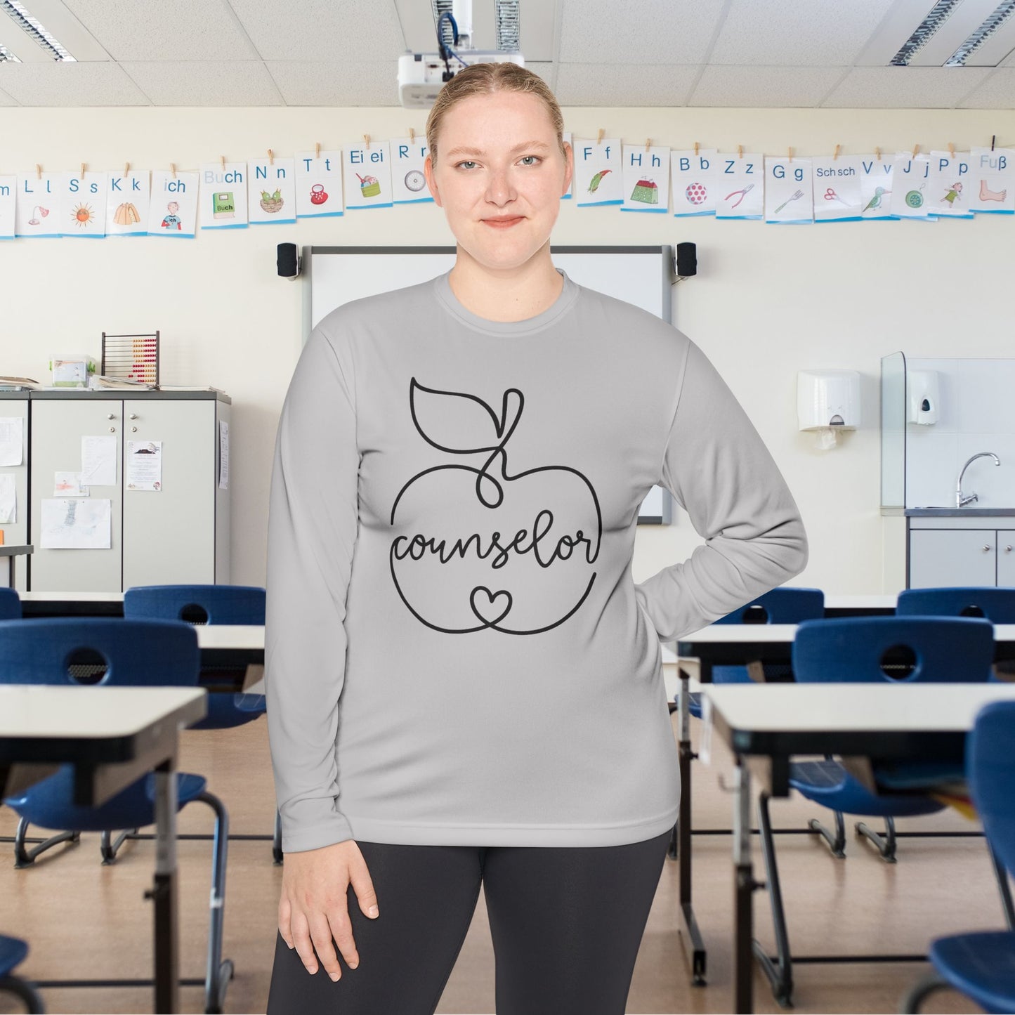 Counselor w/Apple Adult Long Sleeve Tee