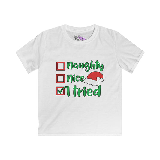 Naughty Nice I Tried Youth Softstyle Tee