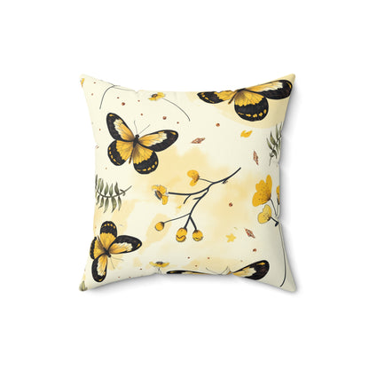 Sunlit Butterfly Bloom Throw Pillow
