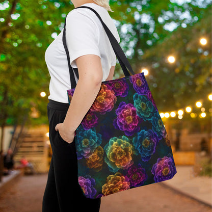 Neon Whisper Blooms Canvas Tote Bag