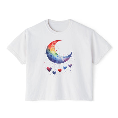 Colorful Heart Moon Women's Boxy Tee