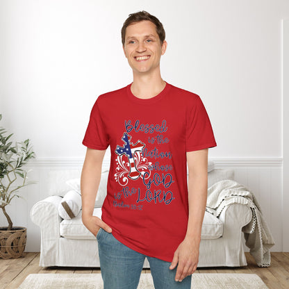 Blessed Is The Nation Whose God Is The Lord Adult T-shirt