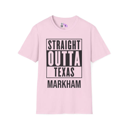 Straight Outta Texas (Light Colors, Black Text) Adult T-shirt