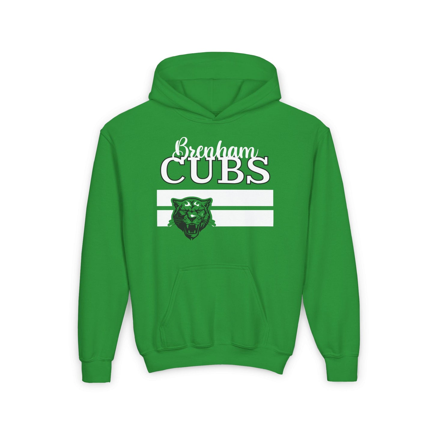 Brenham Cubs w/Mascot & Stripes Mascot Youth Heavy Blend Hoodie