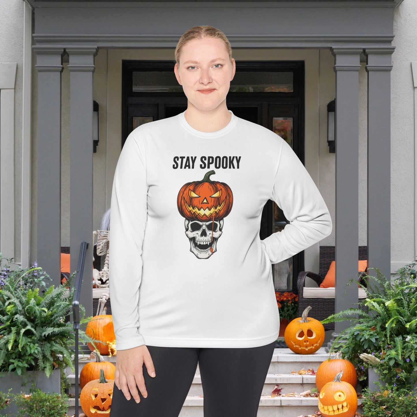Stay Spooky (Pumpkin/Skull) Adult Long Sleeve Tee