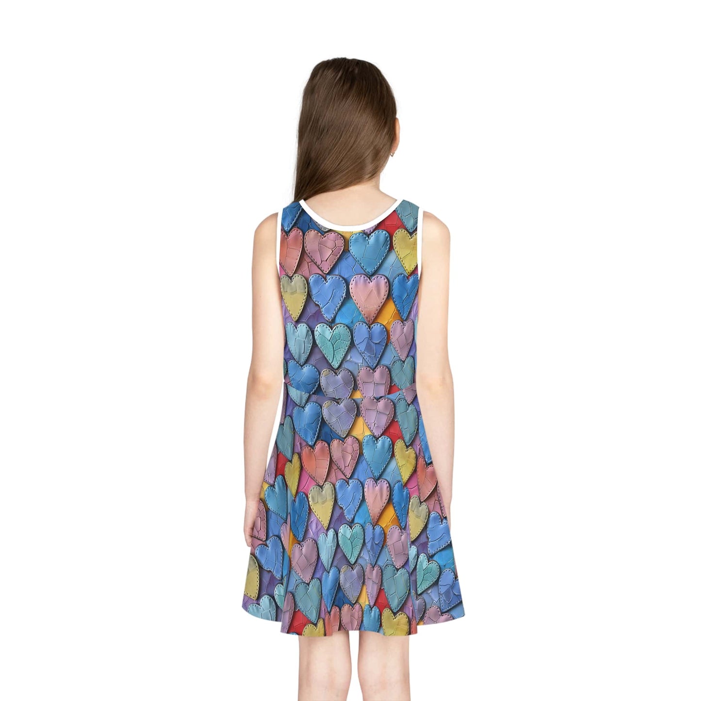 Color Pop Leather Hearts Girls' Sleeveless Sundress