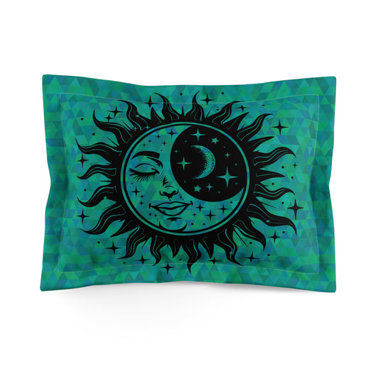 Sun & Moon on Teal Microfiber Pillow Sham