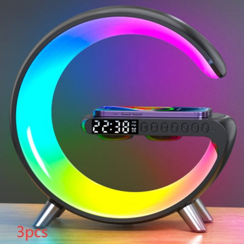 G Shaped LED Lamp Bluetooth Speaker Wireless Charger App Controlled